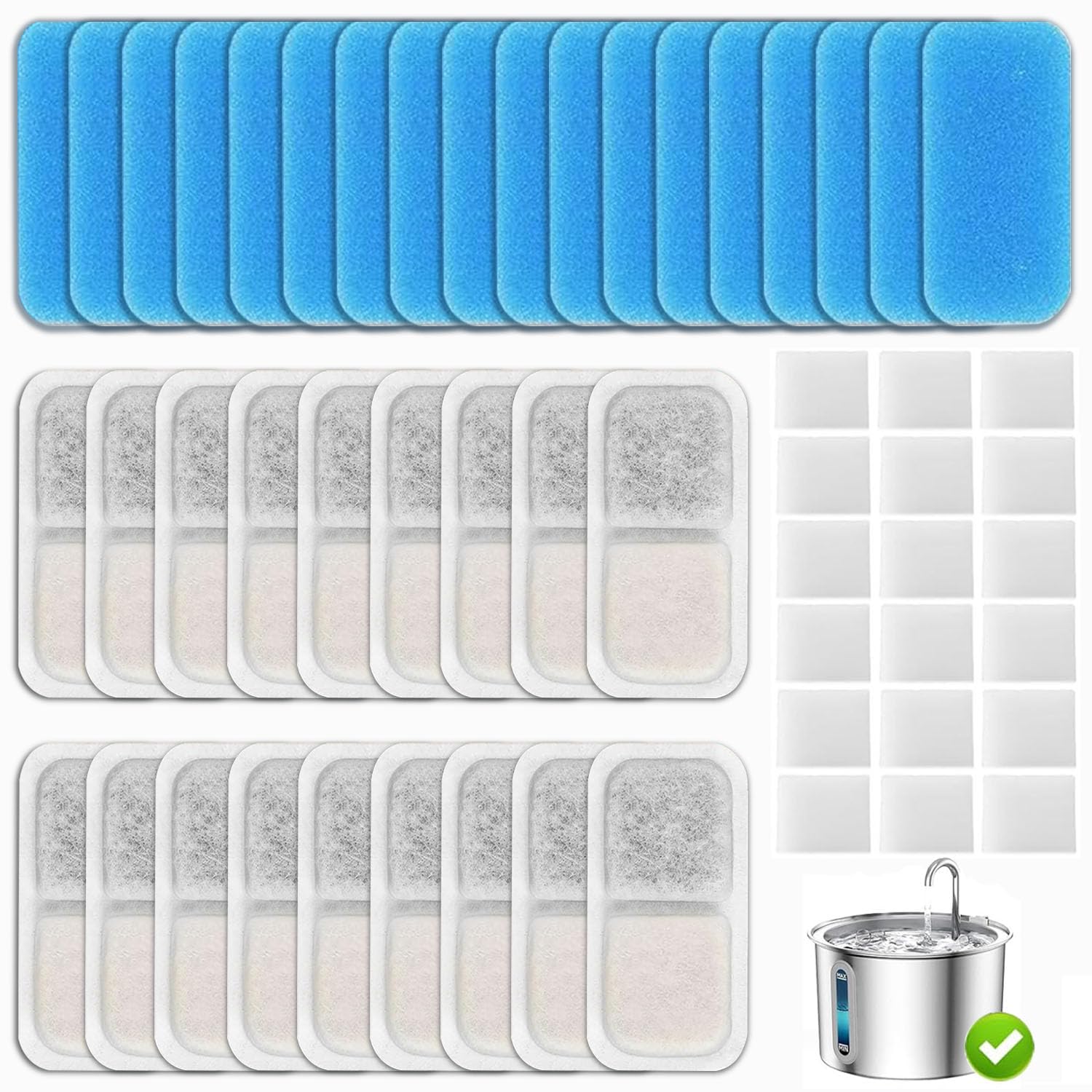 OUPUSES cat fountain filters packaging for 18-pack replacement set