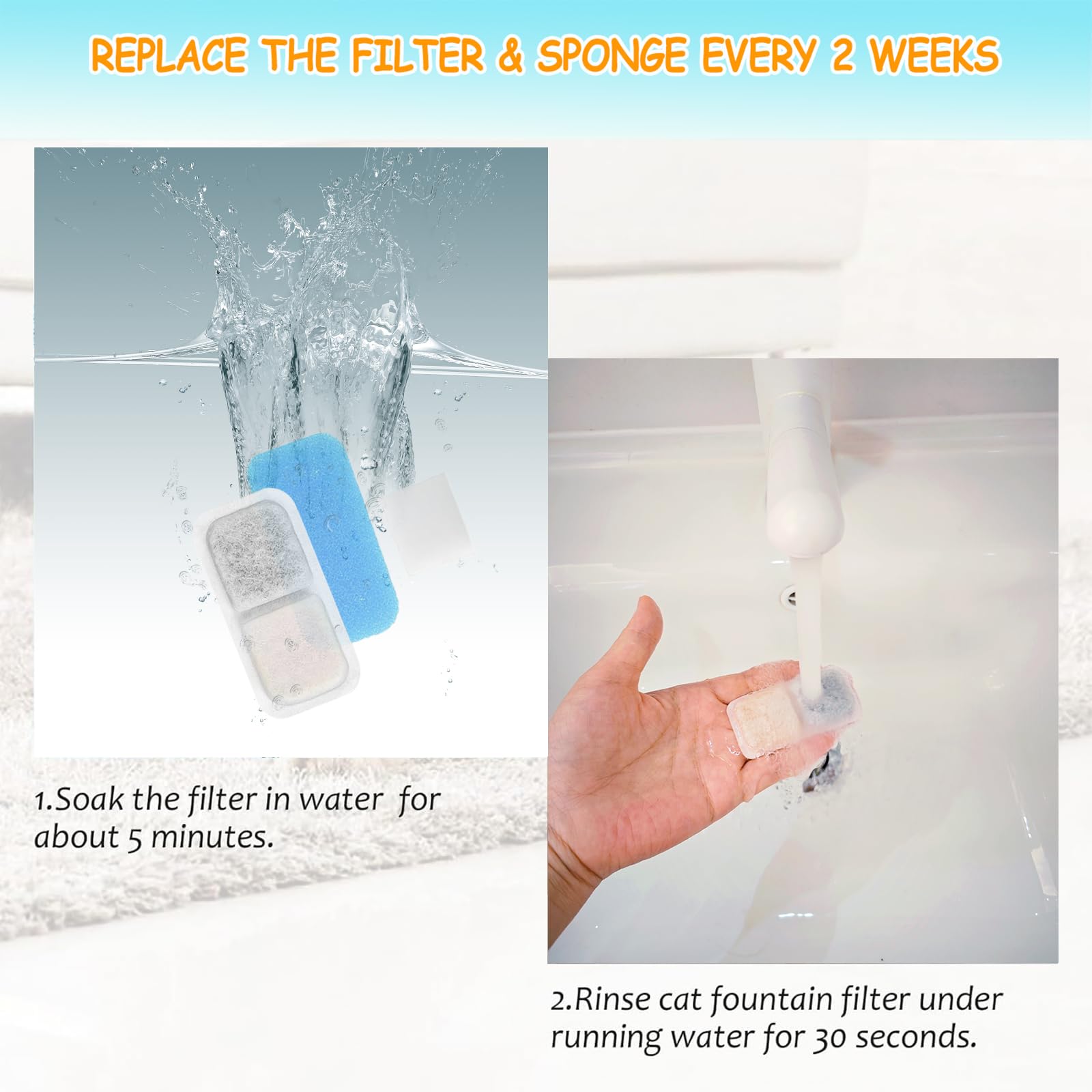 OUPUSES soaking-and-rinsing tip image illustrating prepared filters before use