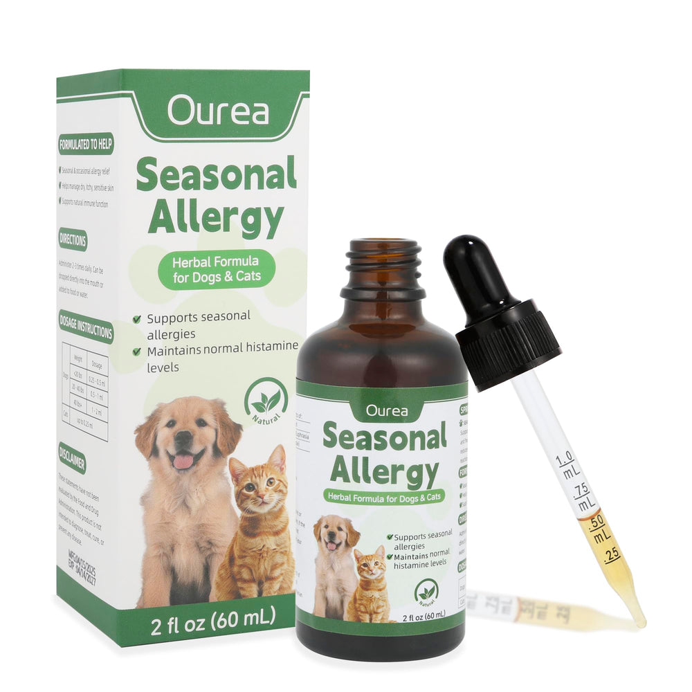 Ourea cat and dog allergy relief liquid bottle for fast, easy dosing