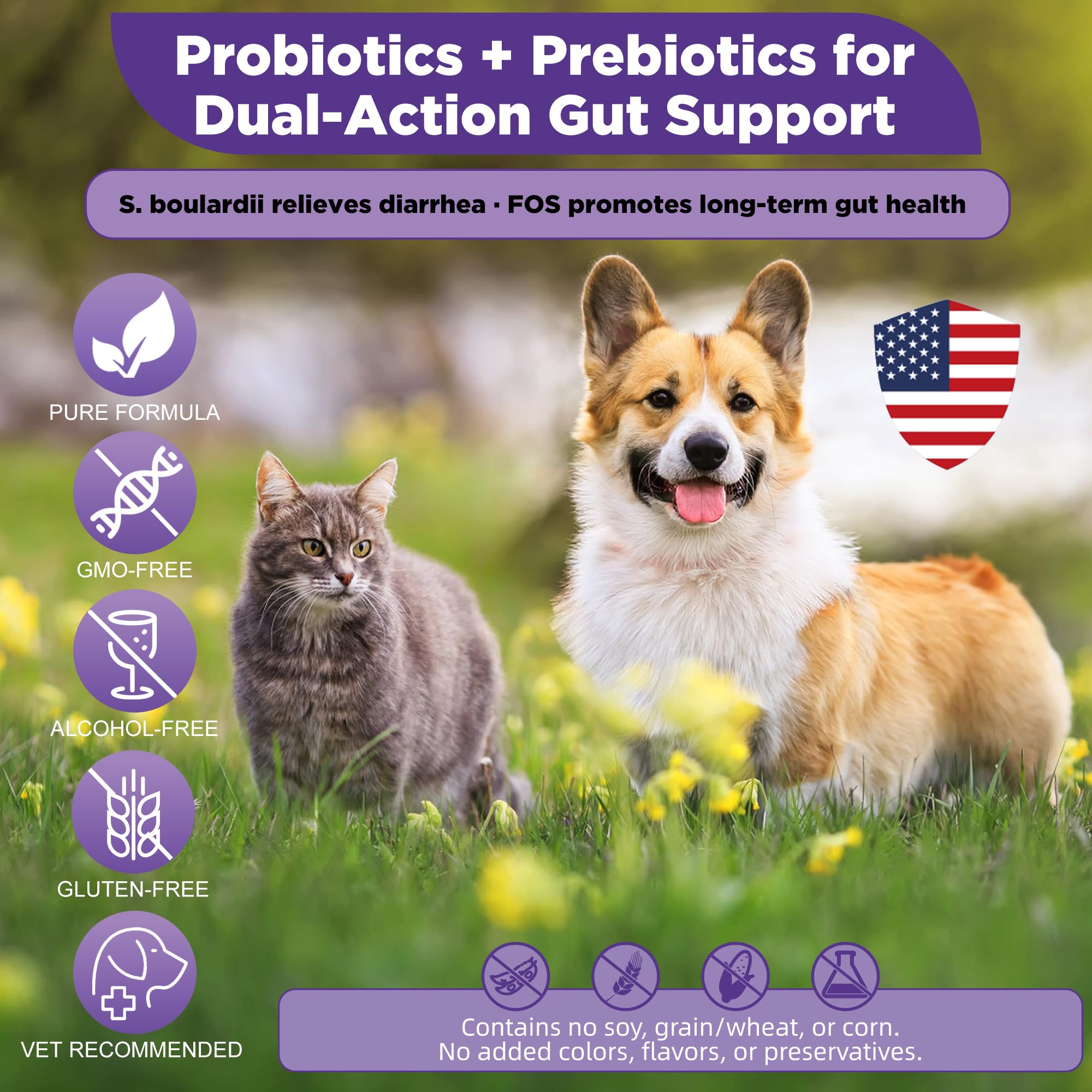 Ourea S.boulardii + FOS powder for dogs supports gut balance during meals.