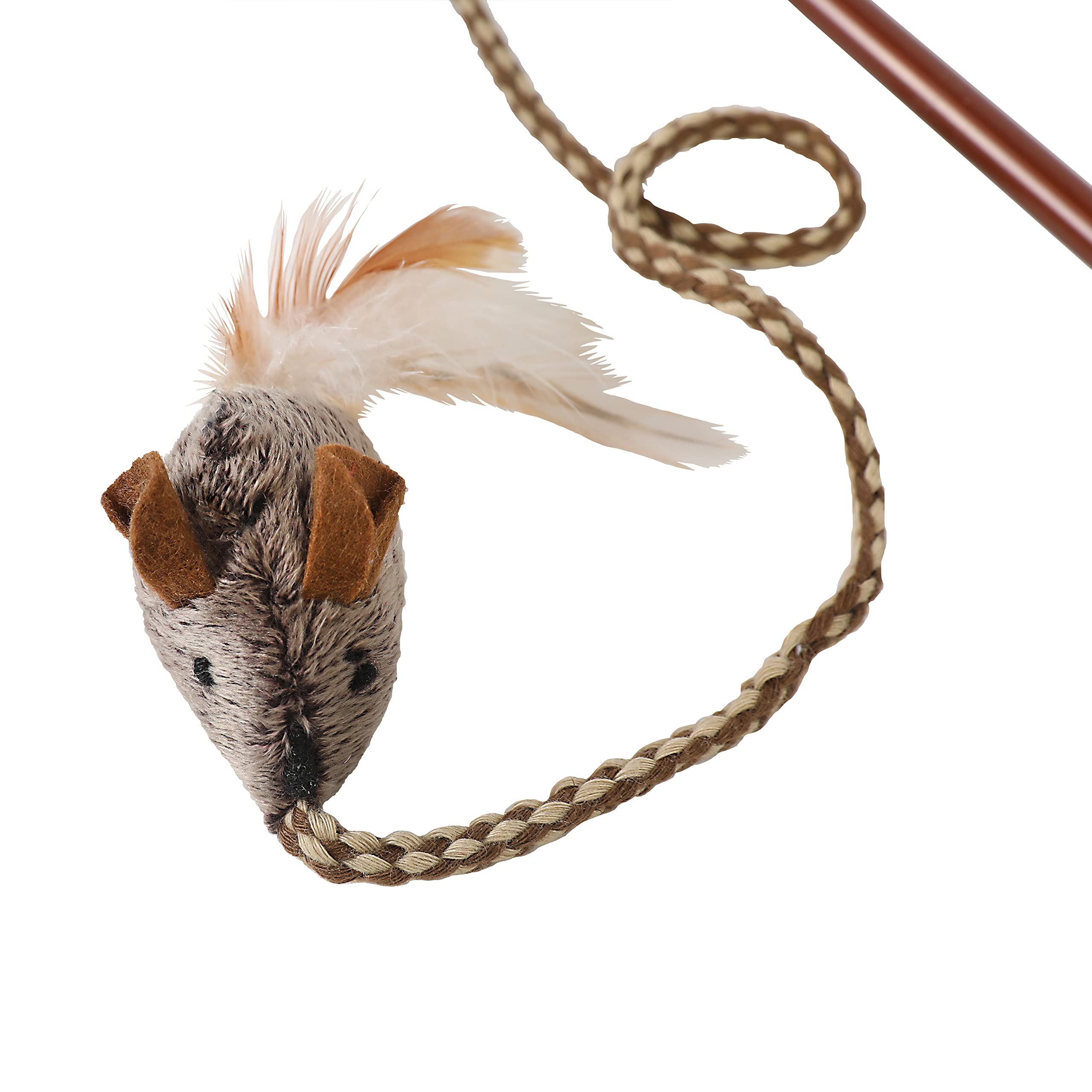 OurPets Play-N-Squeak feathered teaser wand sparks hunting-style fun for cats.