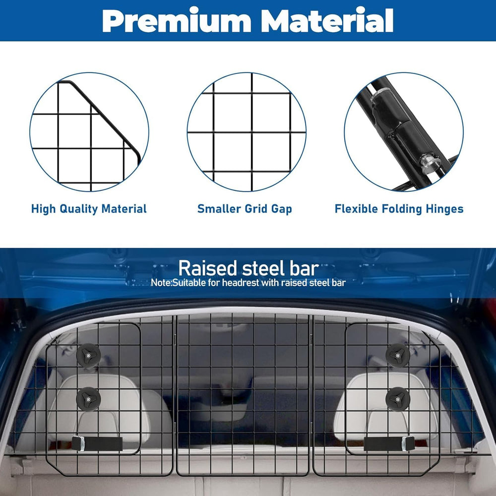 OUSHENG dog barrier SUV folding 3-panel demonstrates compact storage after travels.