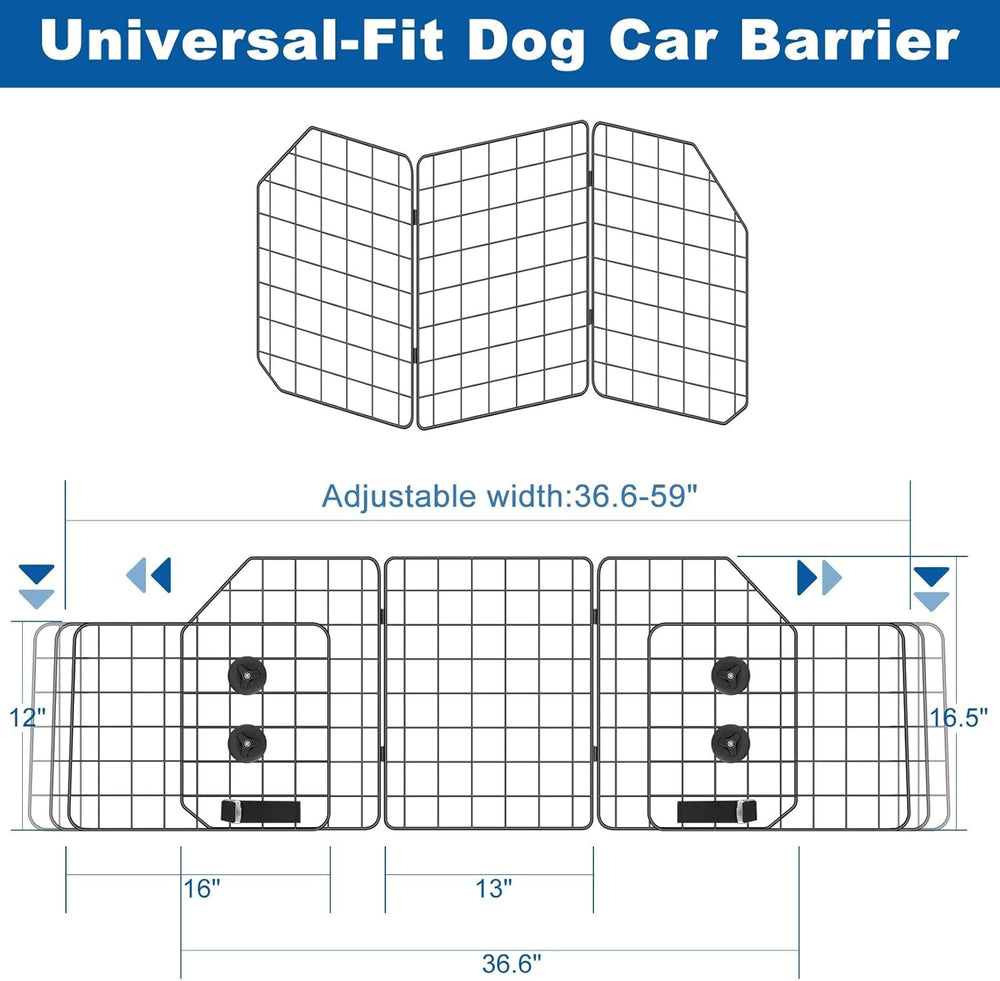 OUSHENG dog barrier SUV side clips secure placement during sudden braking for safety.