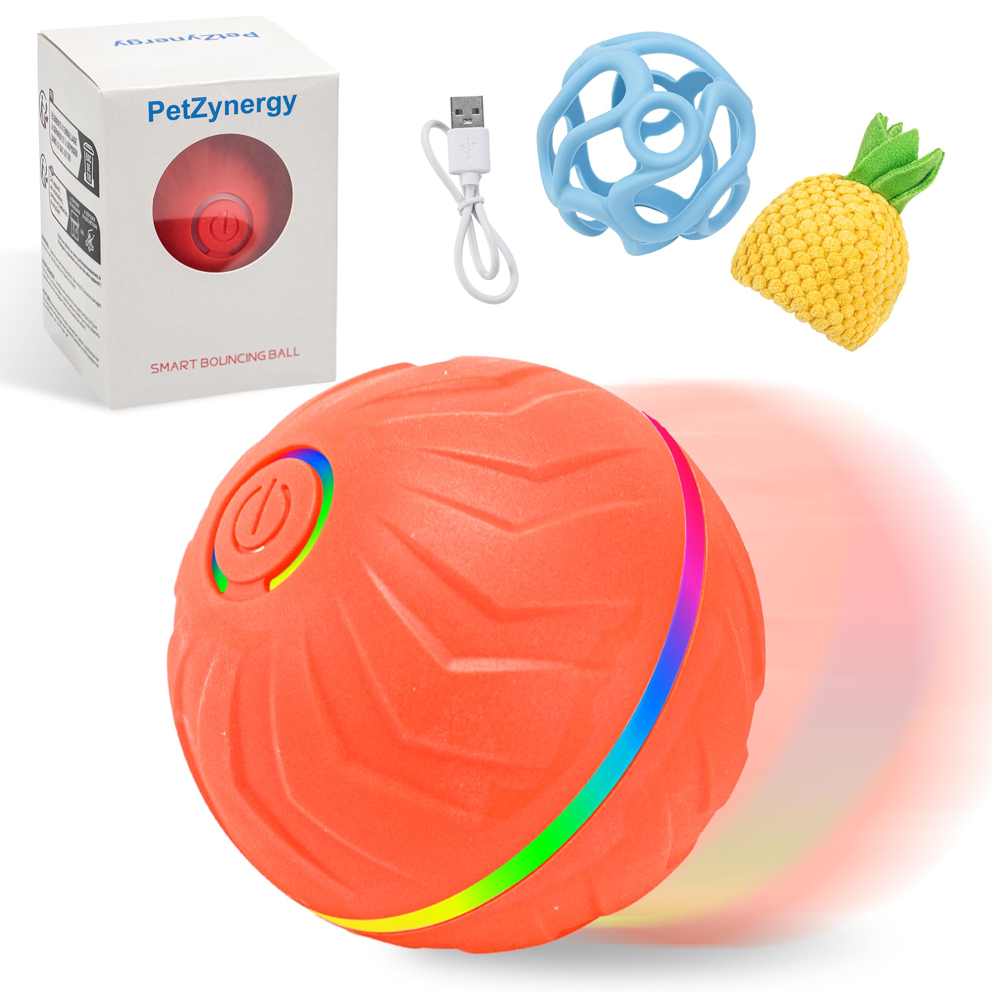 Ousiya Interactive Dog Ball rolling action keeps dogs engaged during solo play.