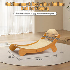Outamateur 3-in-1 cat scratch lounge with ball toy highlight playtime.