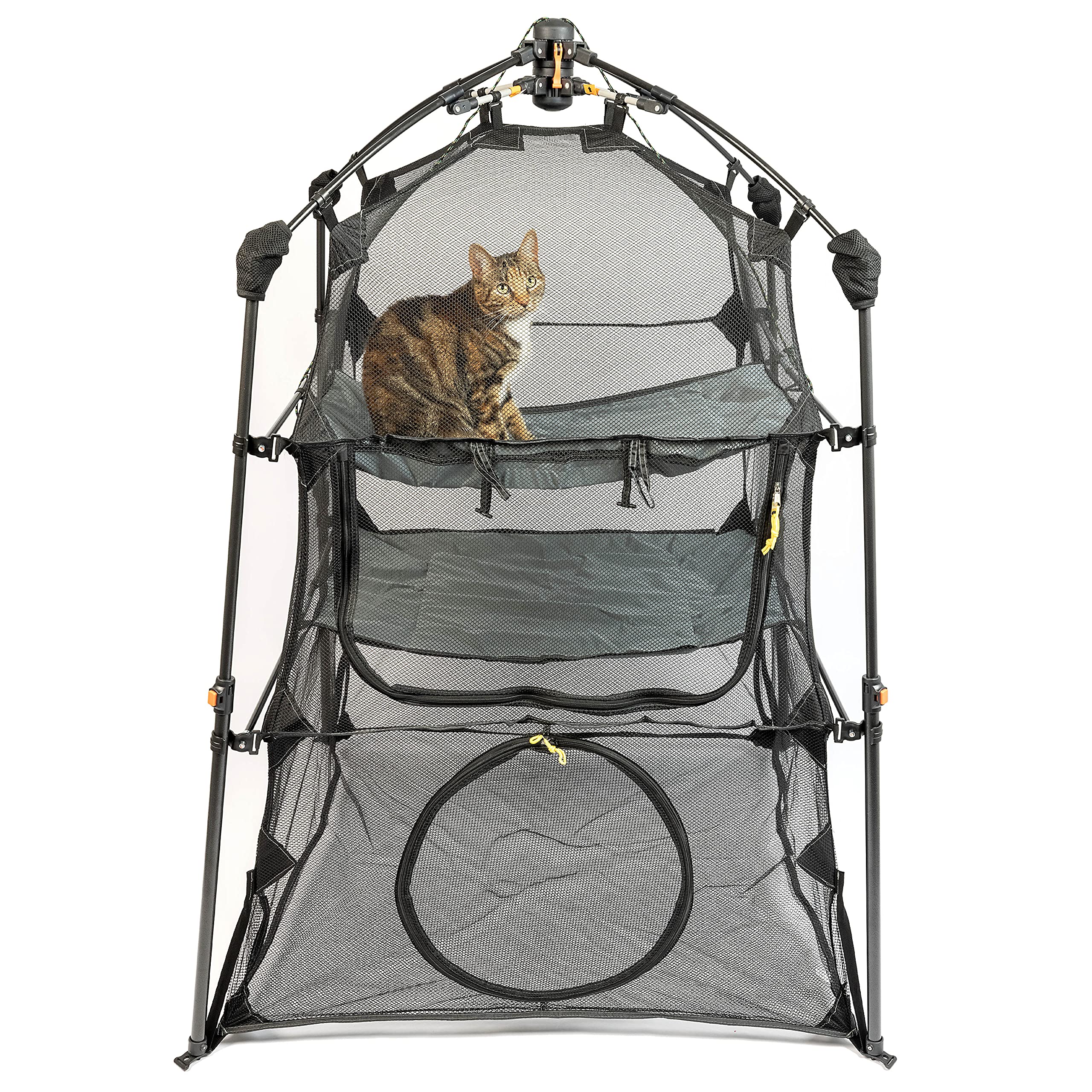 Outback Jack Catio outdoor enclosure with breathable mesh protects indoor cats outdoors.