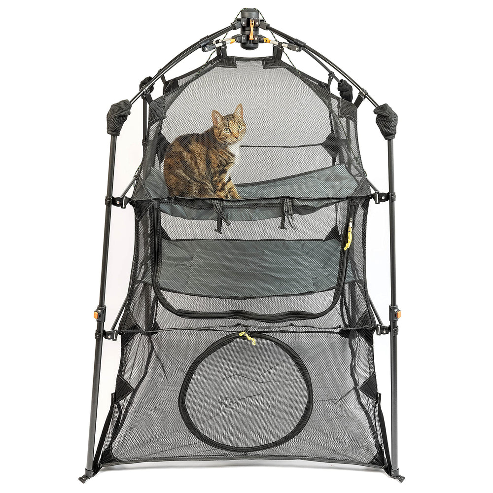 Outback Jack Catio outdoor enclosure with breathable mesh protects indoor cats outdoors.