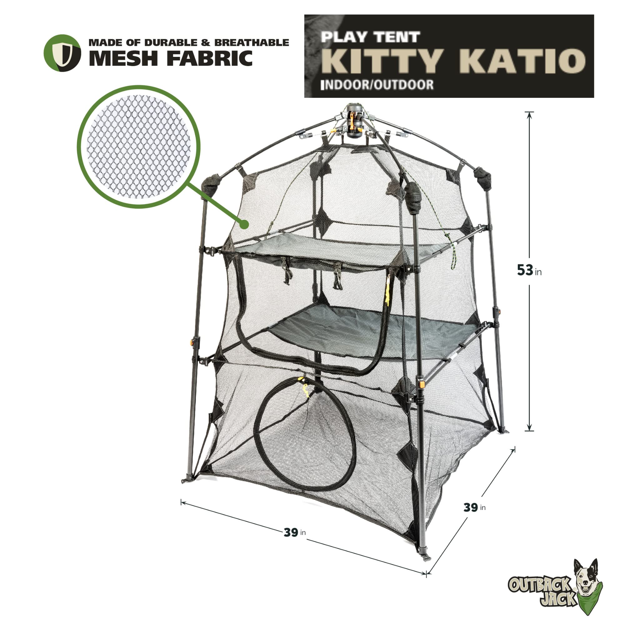 Outback Jack Catio tower with hammocks offers three lounging levels.