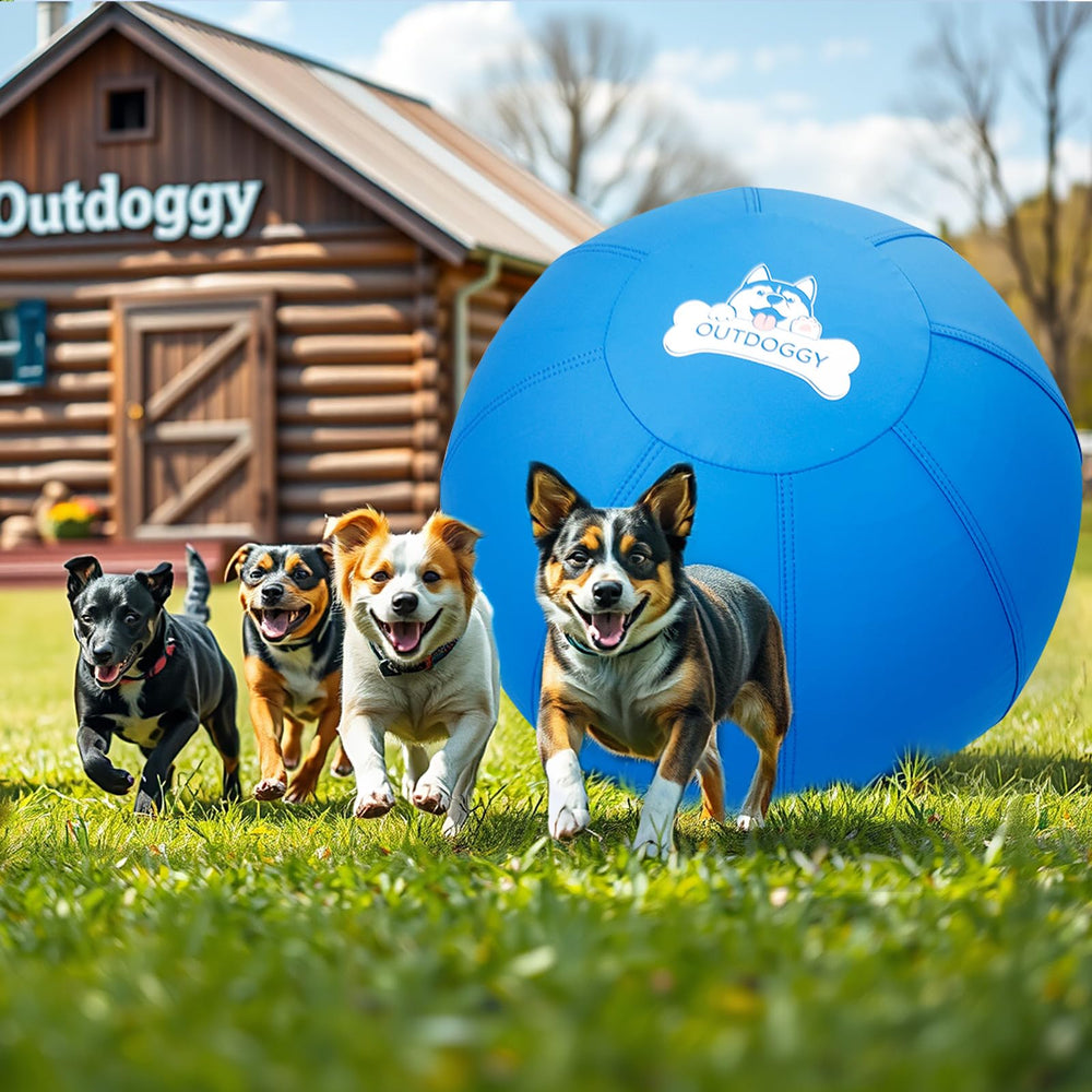 Outdoggy herd ball 14inch blue versatile indoors and outdoors for active dogs.