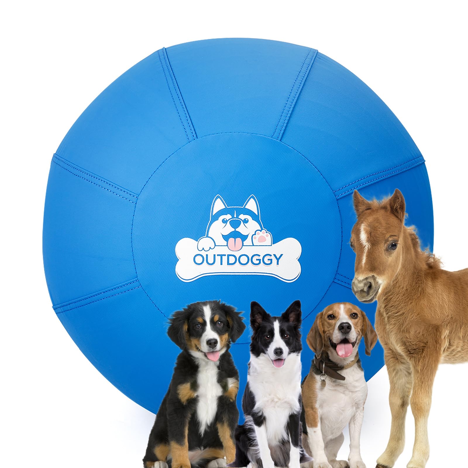 Outdoggy Herding Ball 22inch cover closeup shows durable outdoor play