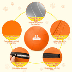 Outdoggy Herding Ball durable double-stitched construction withstands energetic backyard zoomies.