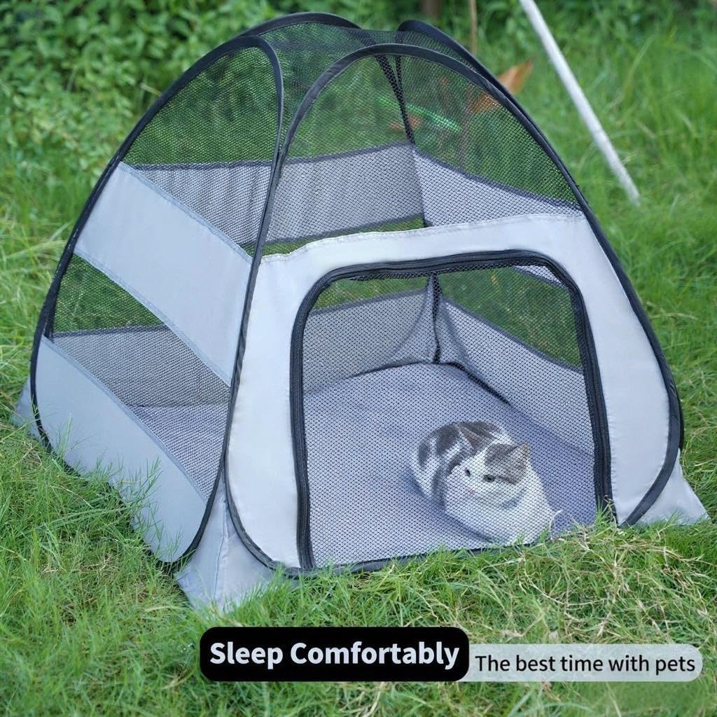 Outdoor Cat Cages waterproof base keeps pets dry on damp ground.