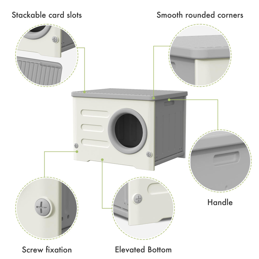 Outdoor Cat House interior dimensions accommodate two adult cats.