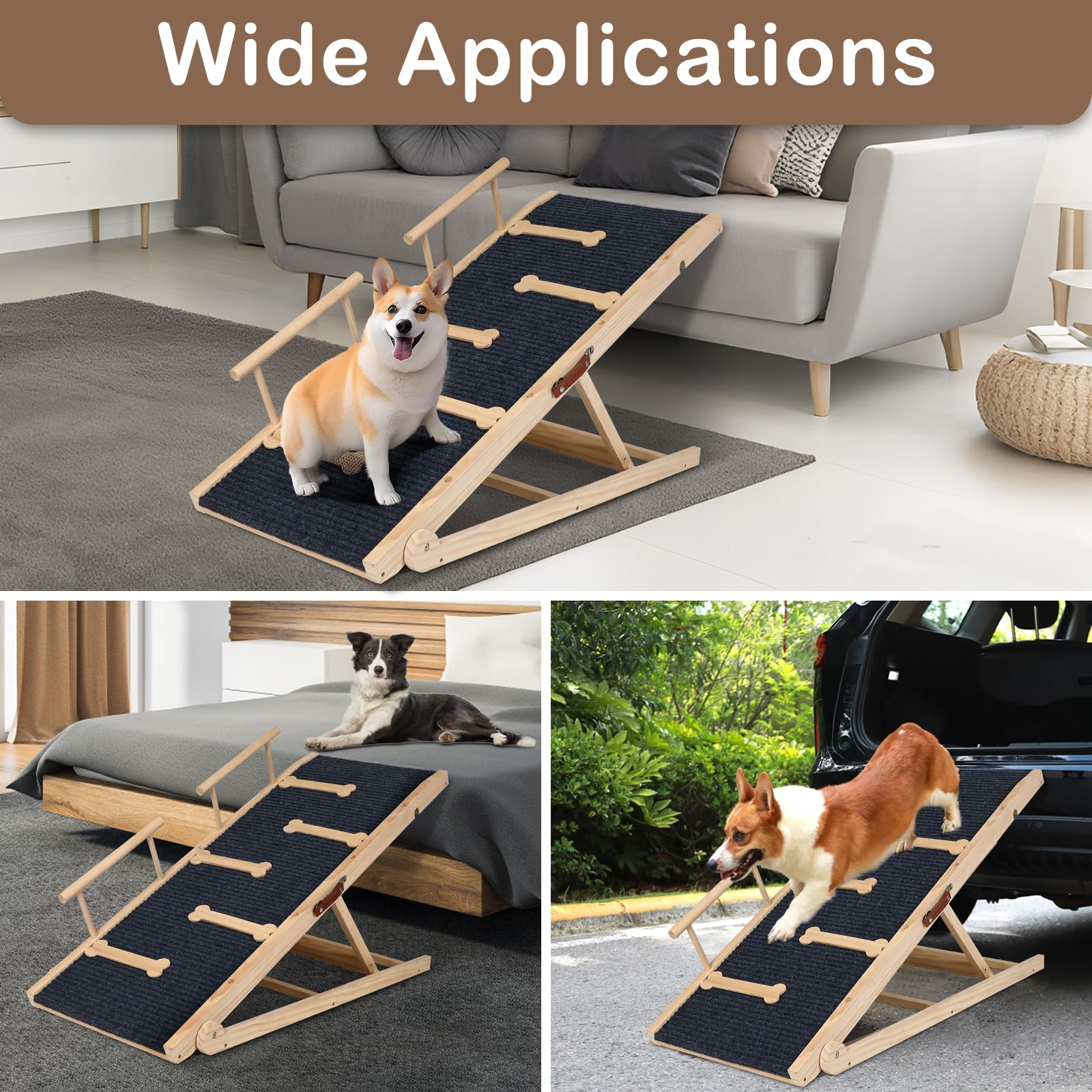 Outdoor Diamond dog ramp in use helping a large dog onto a sofa