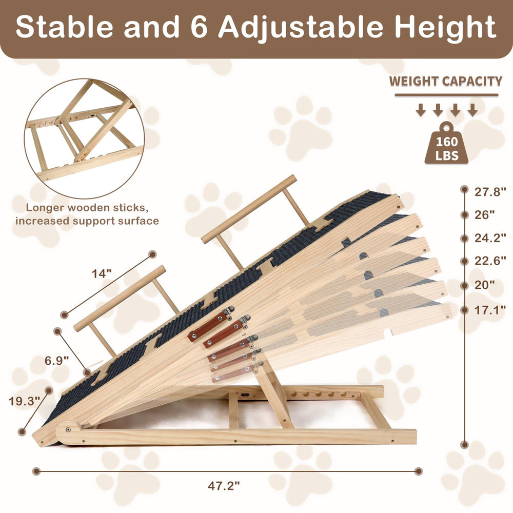 Outdoor Diamond dog ramp set to six-height configuration for versatile access
