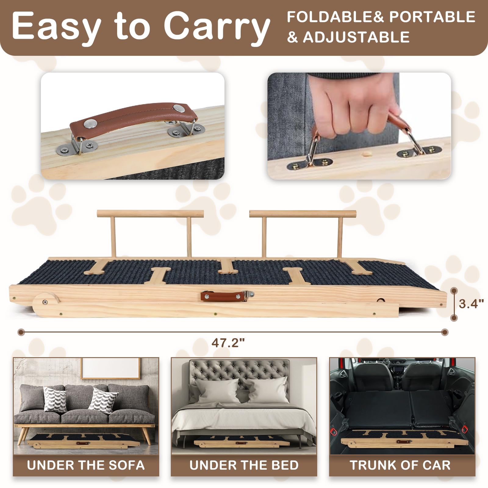 Outdoor Diamond dog ramp with solid wood frame for durability