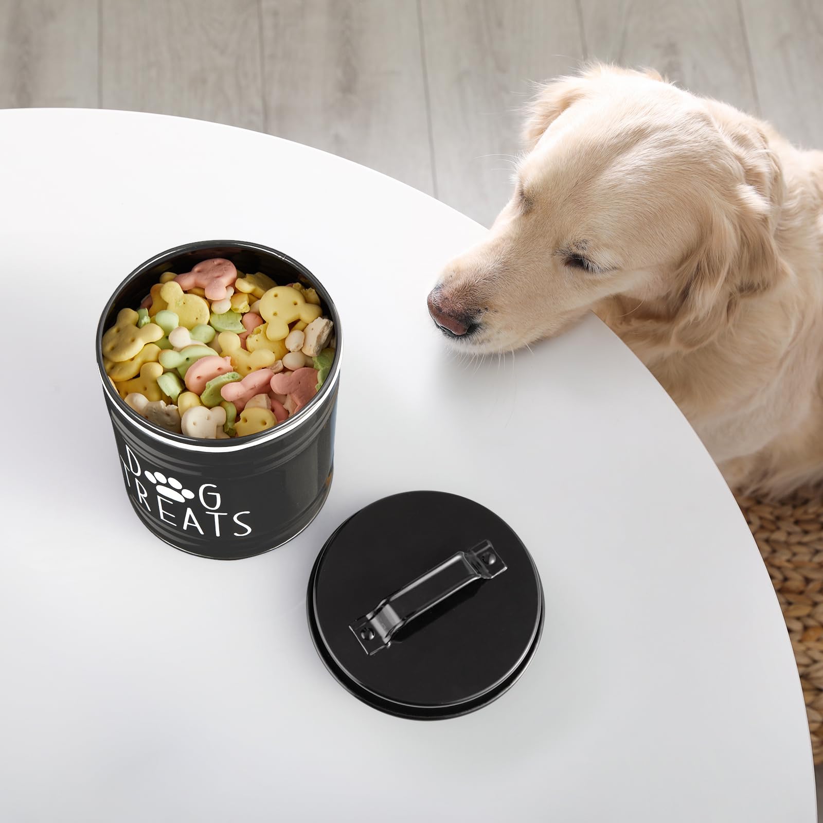 OUTNILI rustic kitchen decor with dog treat canister.