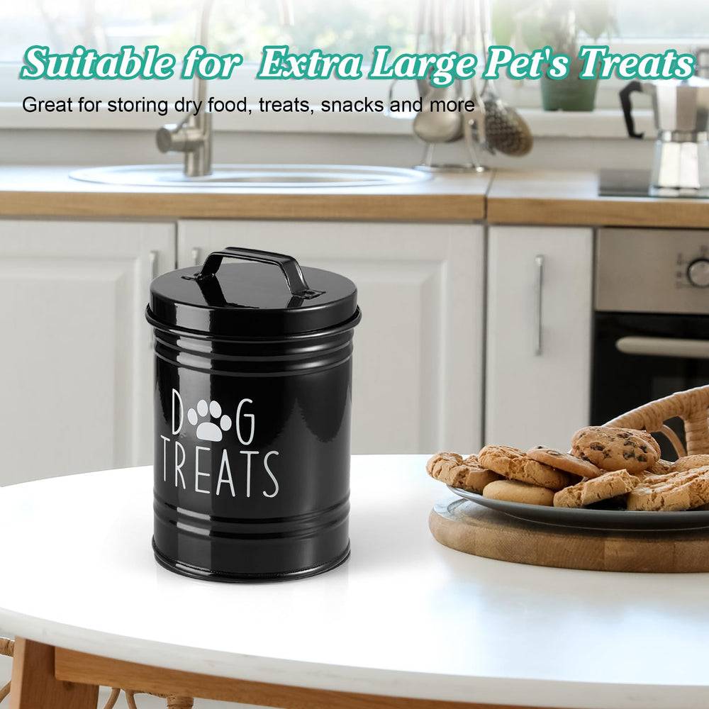 OUTNILI treat container side view highlights rustic black metal design for kitchens.