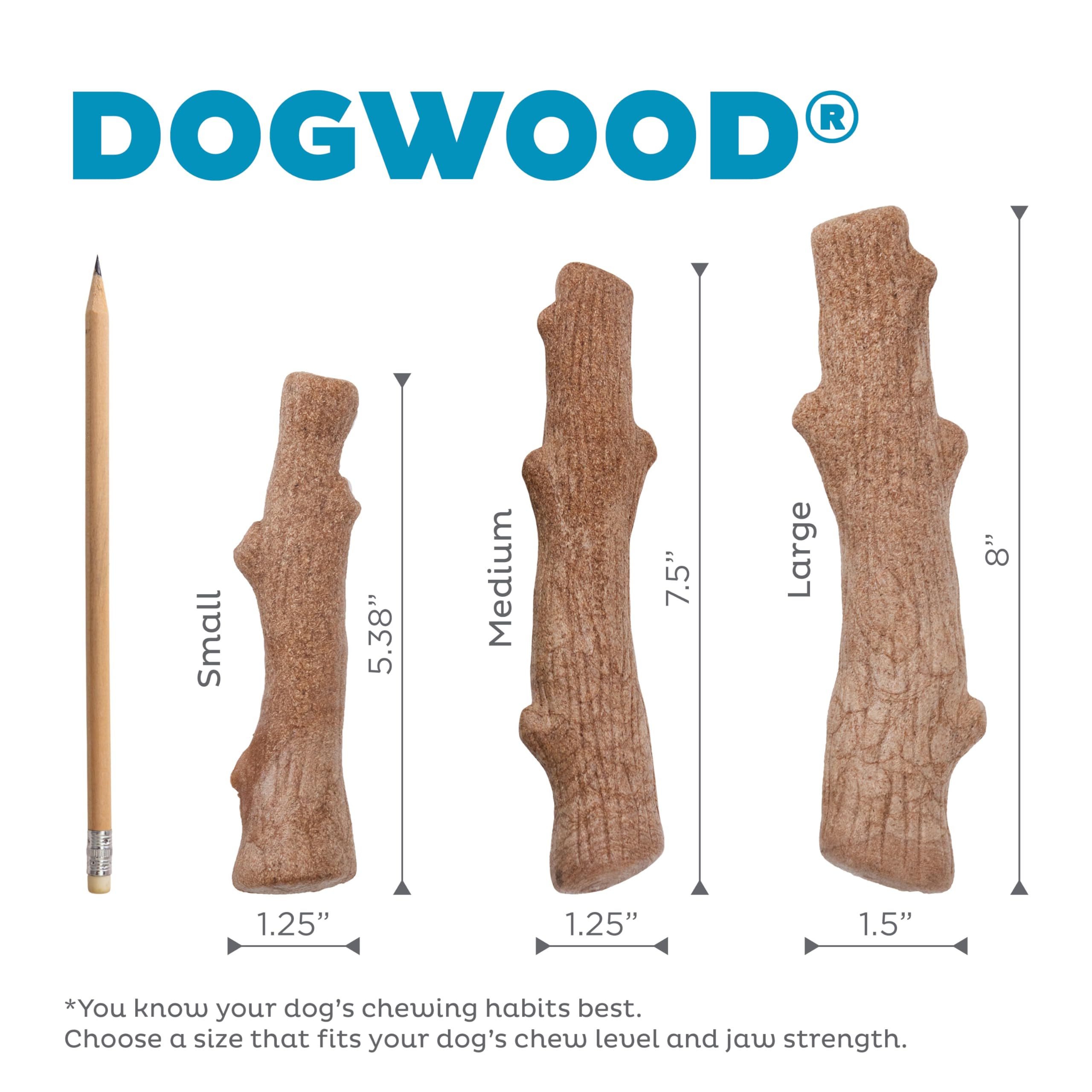 Outward Hound Dogwood less-mess chew compared to real sticks.