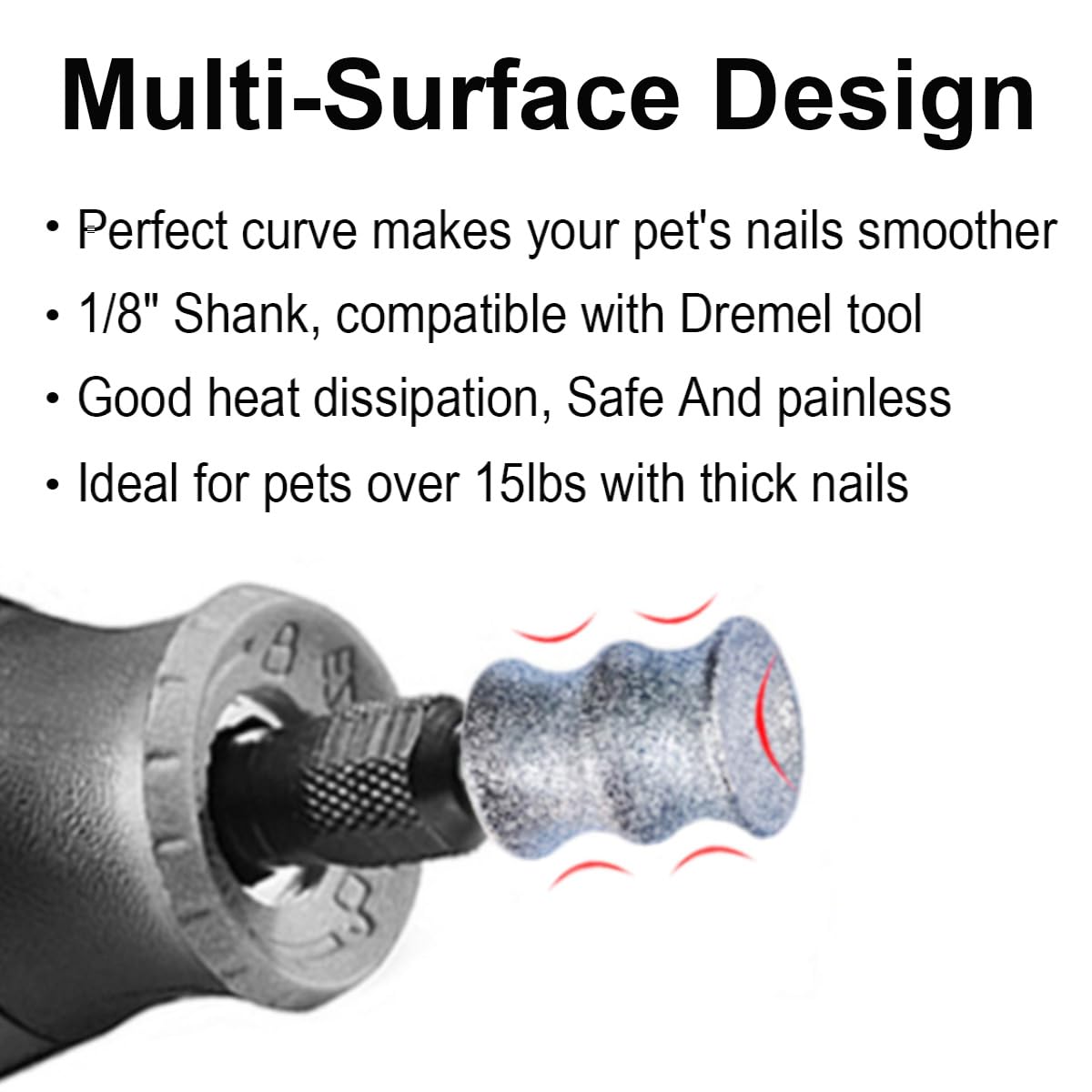 OVATAVO diamond grinder bits image showing Dremel compatibility for dog nails.