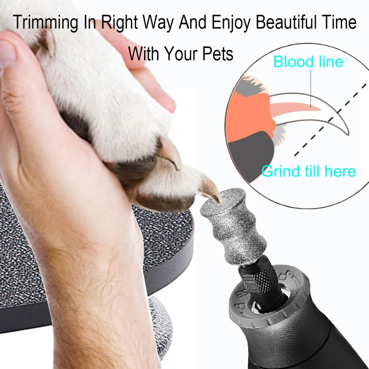 OVATAVO pet nail grinder highlights heat dissipation for comfortable grooming sessions.
