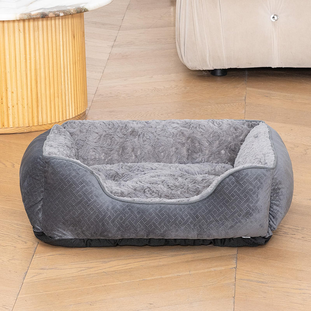 Oveppy dog bed medium rectangle with non-slip bottom keeps bed steady during play.