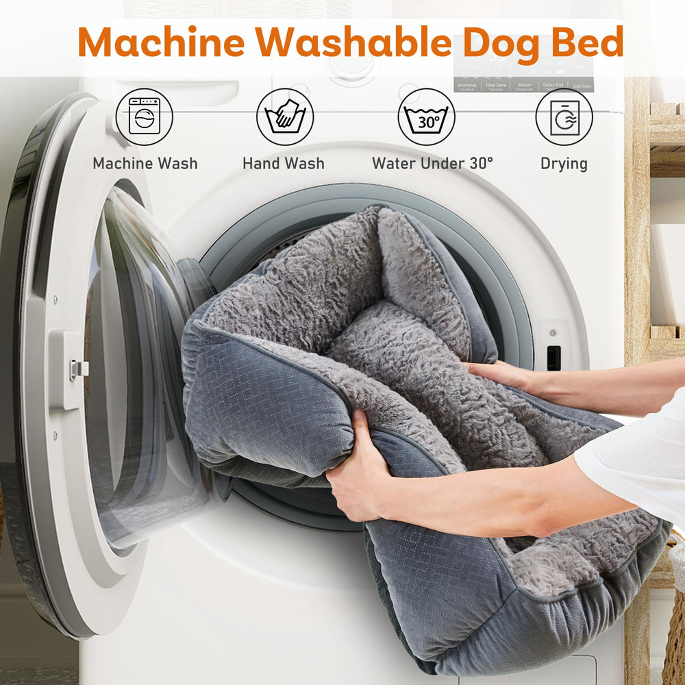 Oveppy dog bed medium rectangle washable cover for easy cleanups after adventures.