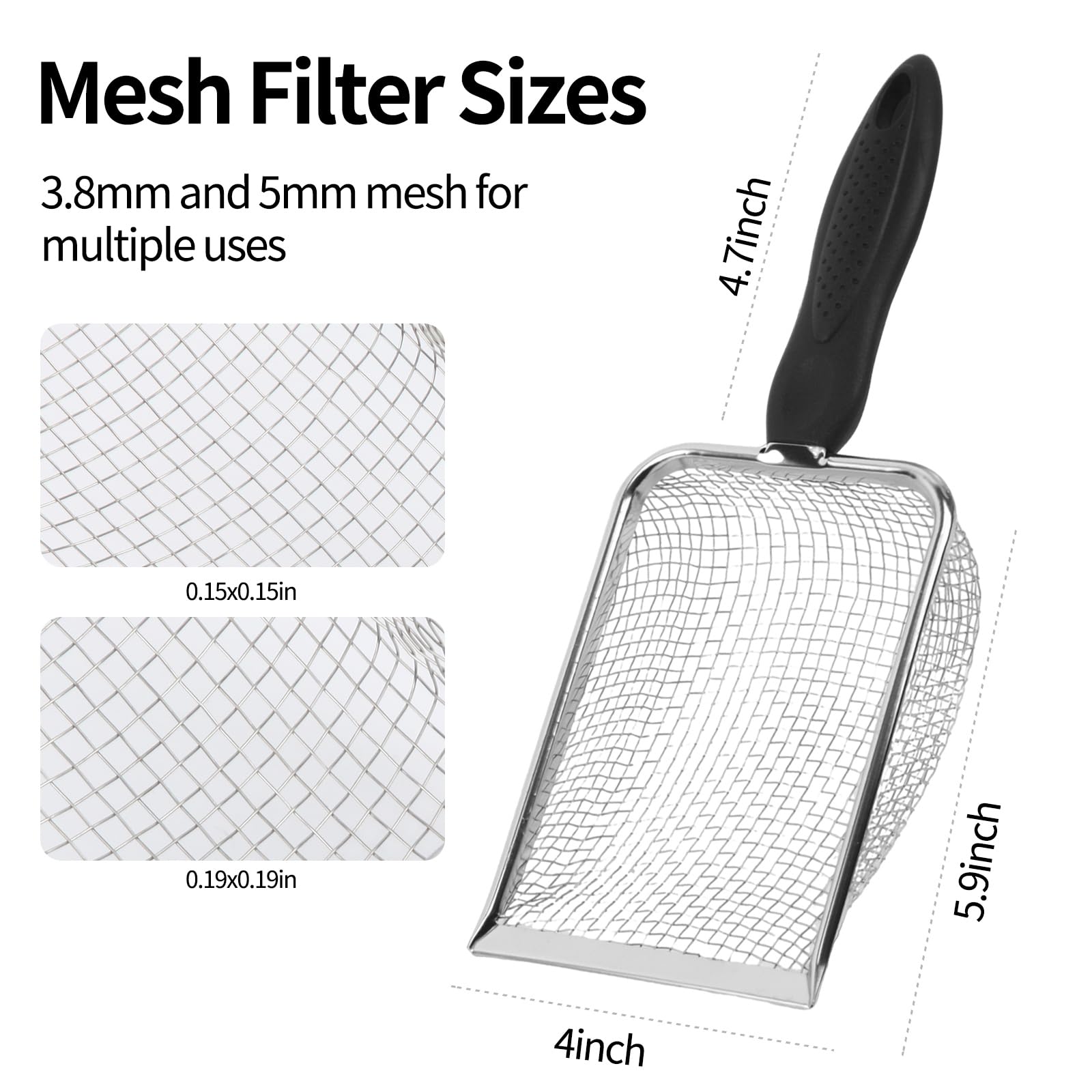 Owfeel stainless steel mesh scoop 5mm for efficient substrate sifting