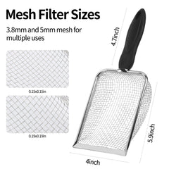 Owfeel stainless steel mesh scoop 5mm for efficient substrate sifting