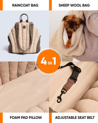 Owleys car-seat clip tether secures bag to car seat for stable rides.