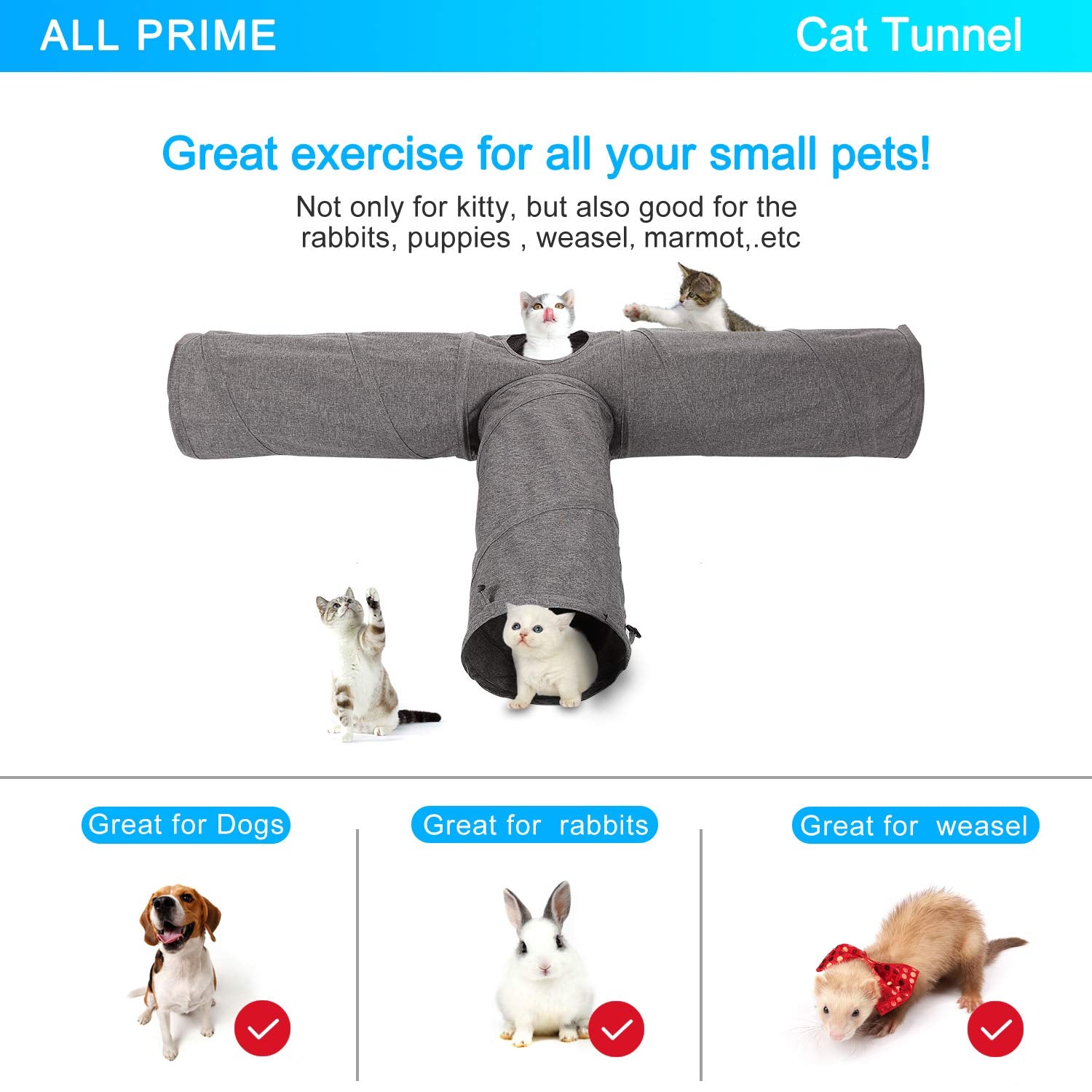 Ownpets cat tunnel 3-way configuration highlights versatile layout options.