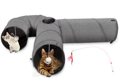 Ownpets cat tunnel 3way curve gray offers versatile indoor play space for curious cats.