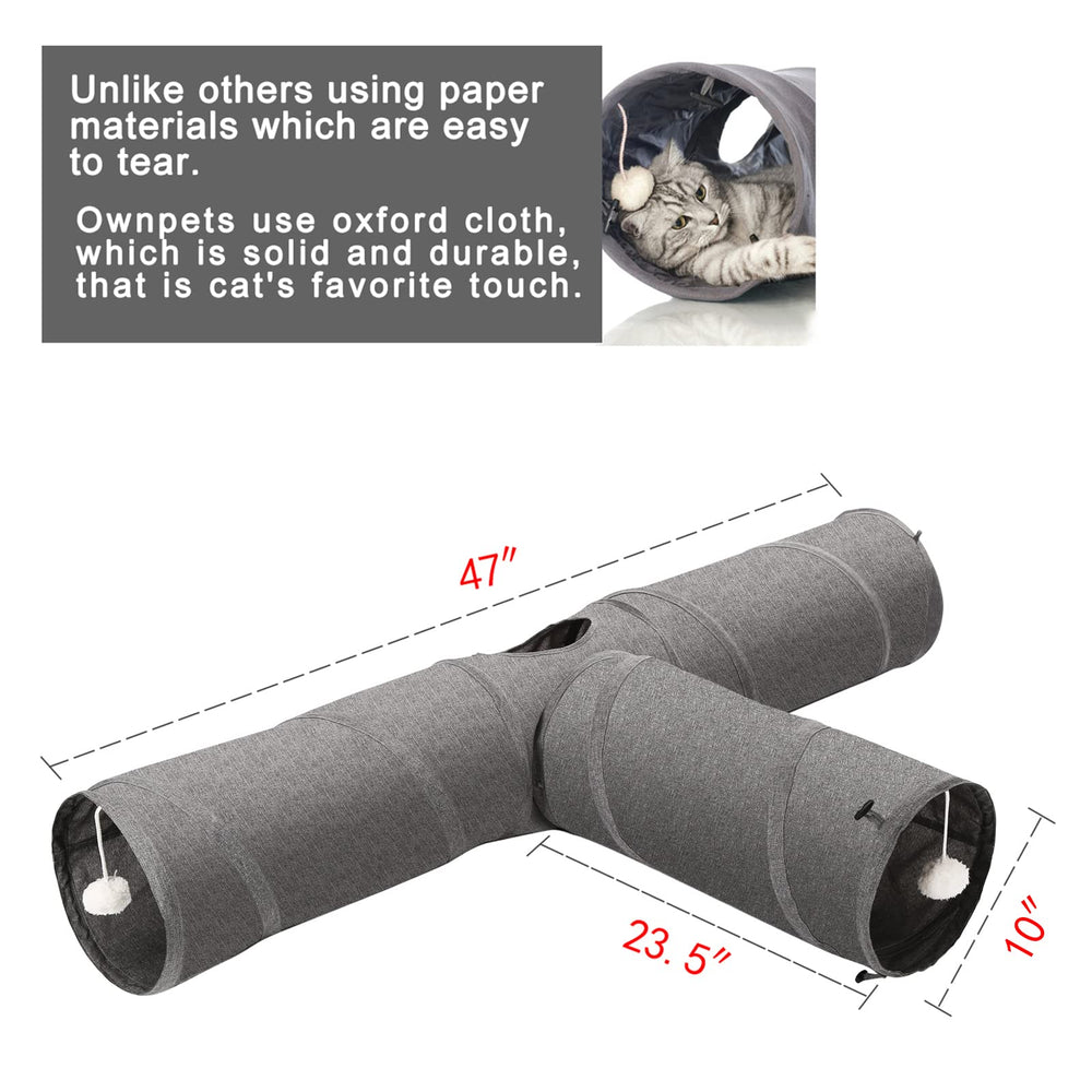 Ownpets cat tunnel 47inch length showcases extended play space for kittens.