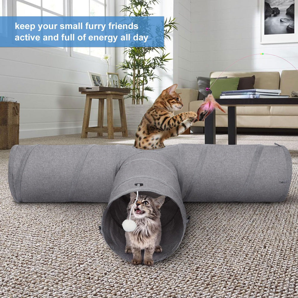 Ownpets Cat Tunnel feather toy attachment for enrichment