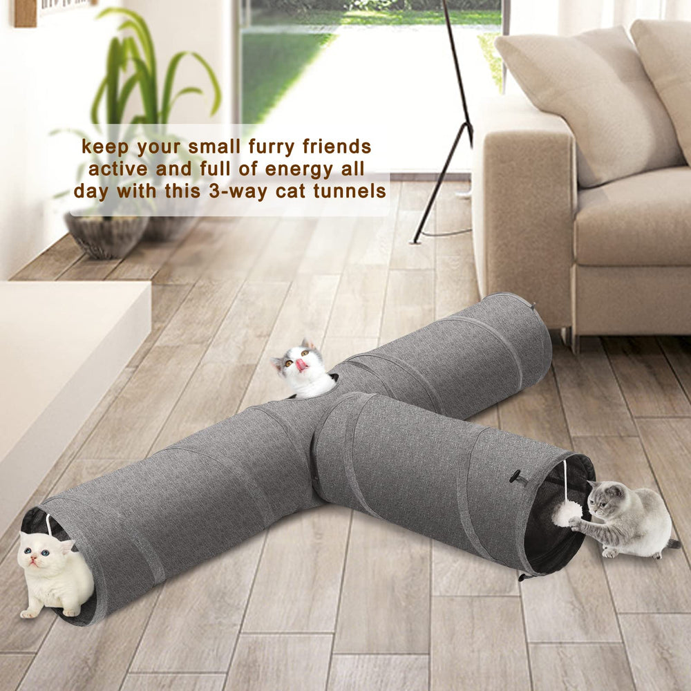 Ownpets cat tunnel folded for travel offers portable play on the go.