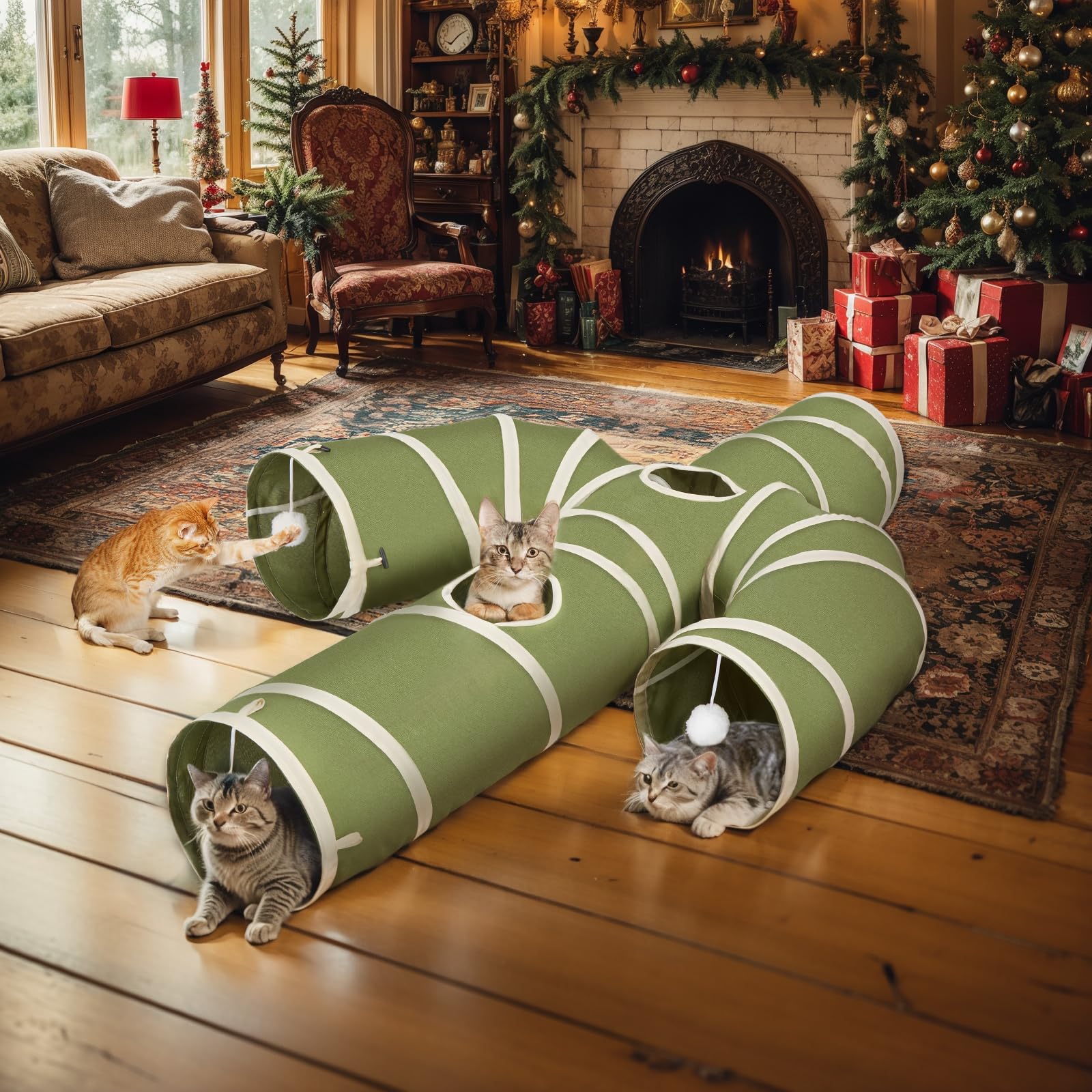 Ownpets cat tunnel green color - cheerful enrichment for pets