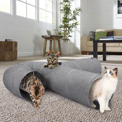 Ownpets cat tunnel grey color blends with home decor and reduces crinkle