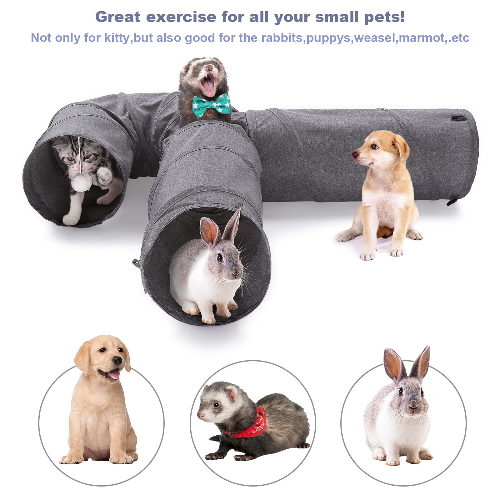 Ownpets cat tunnel interior play space supports exercise and mental stimulation.