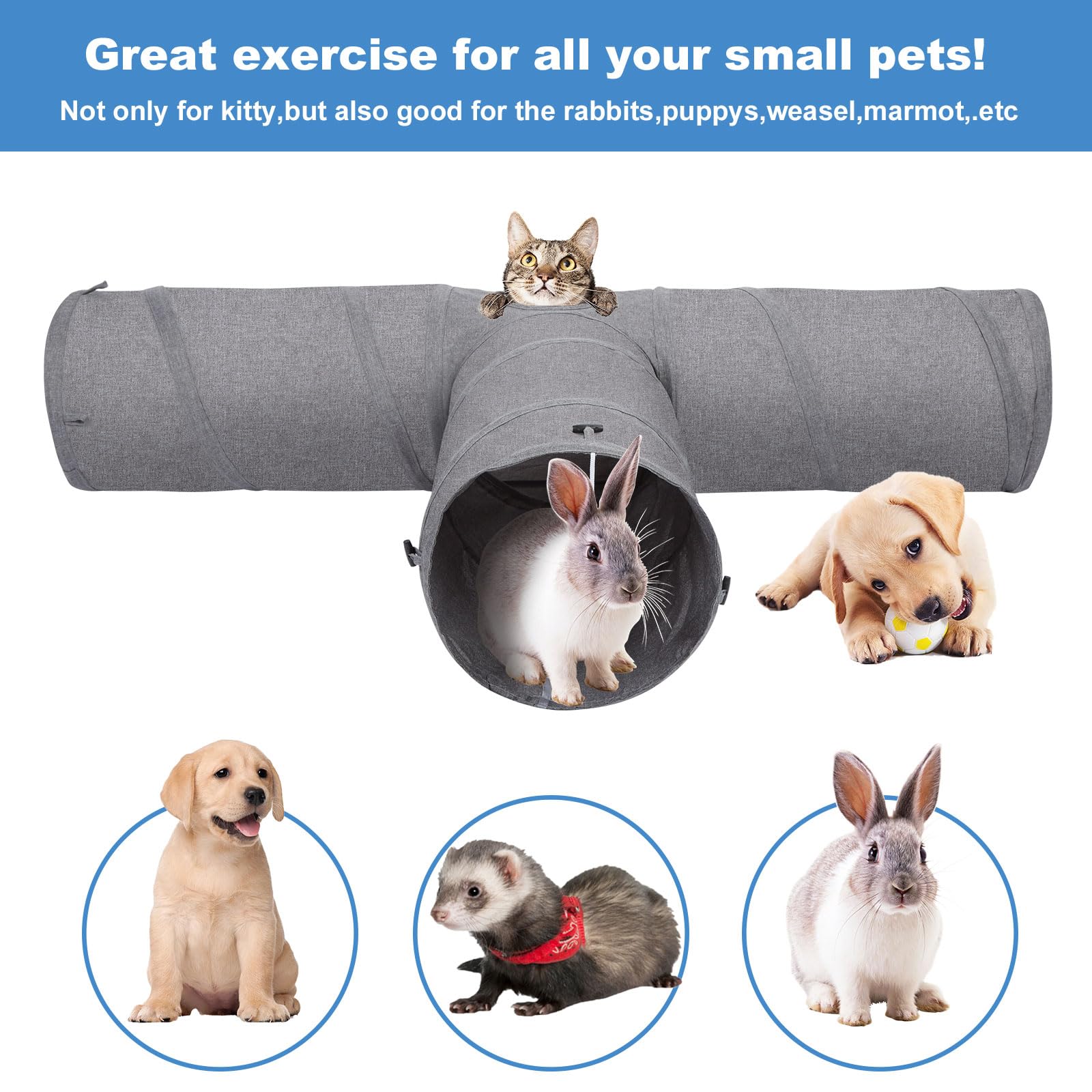 Ownpets Cat Tunnel neutral grey design blends with home decor