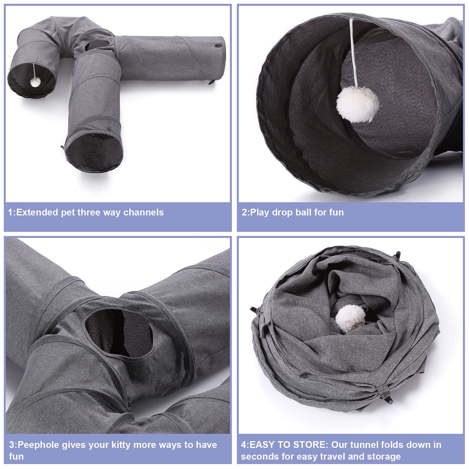 Ownpets cat tunnel features durable oxford fabric for long-lasting indoor use.