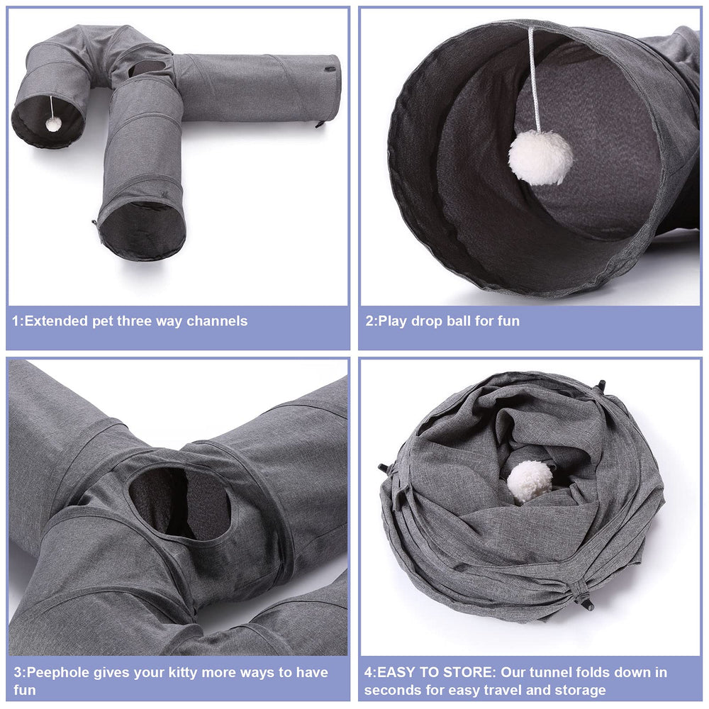 Ownpets cat tunnel features durable oxford fabric for long-lasting indoor use.