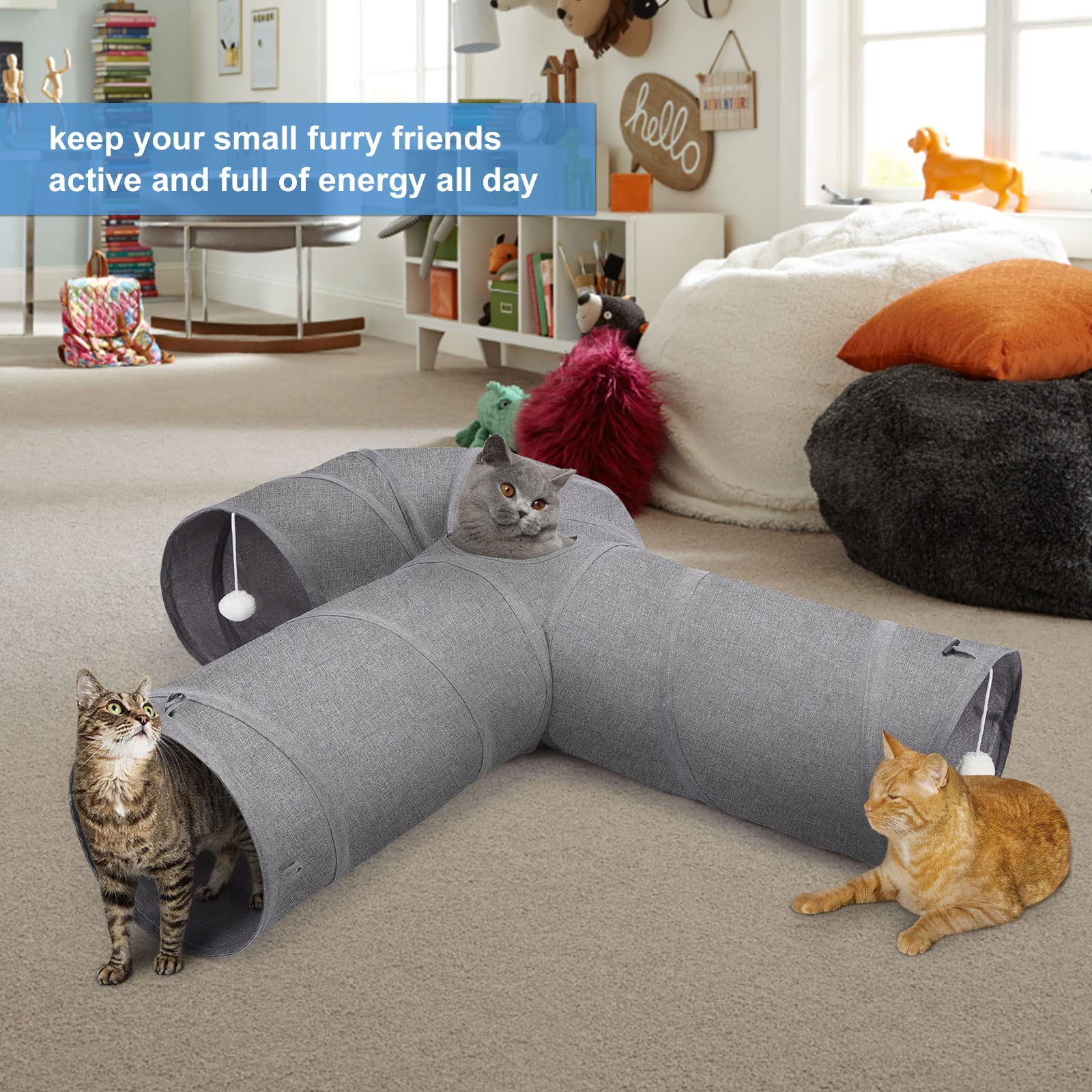 Ownpets cat tunnel made of Oxford fabric for durability and quiet use