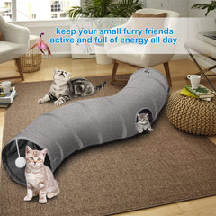 Ownpets cat tunnel features S-shape extendable design for roomy exploration.