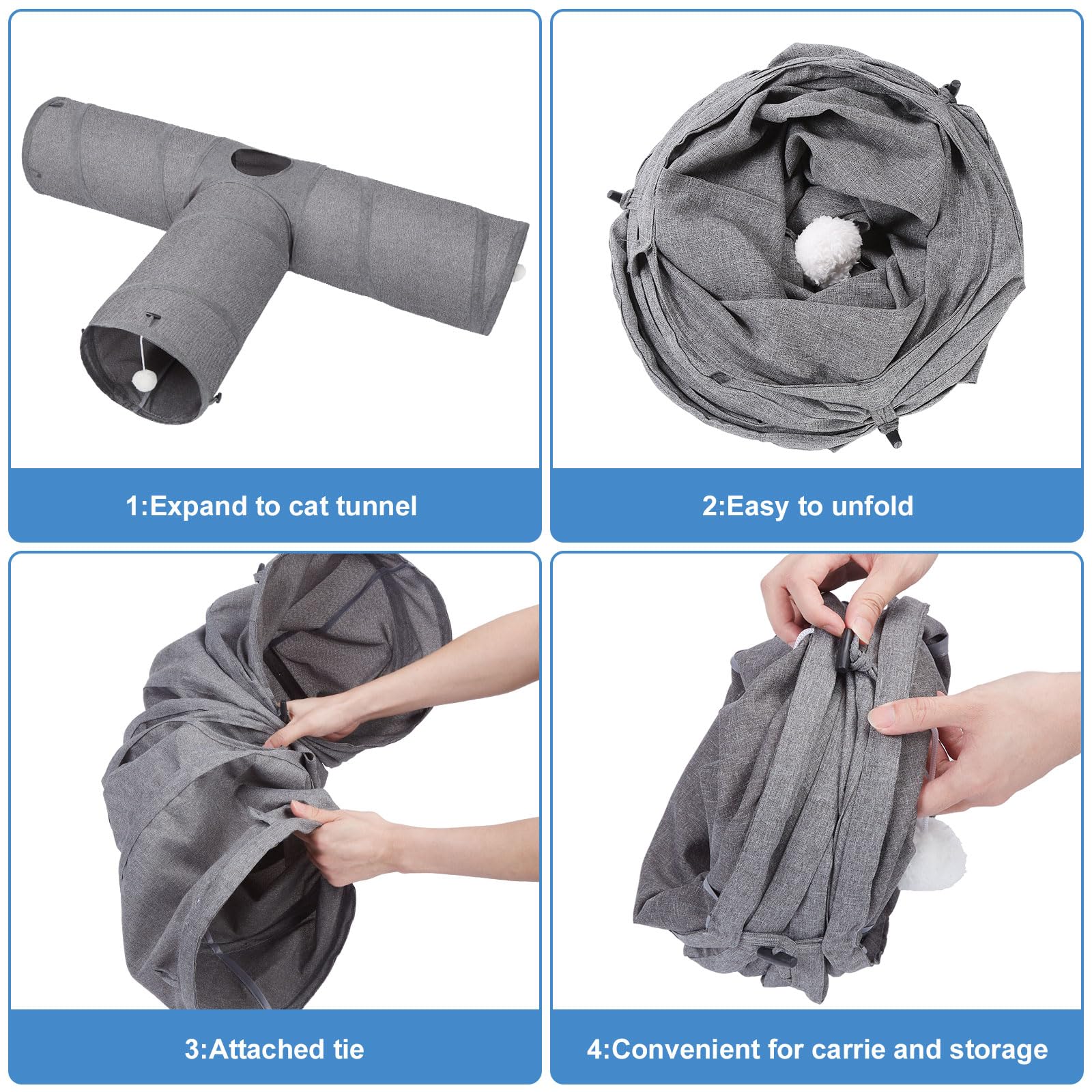 Ownpets Cat Tunnel wide usage image with other small pets