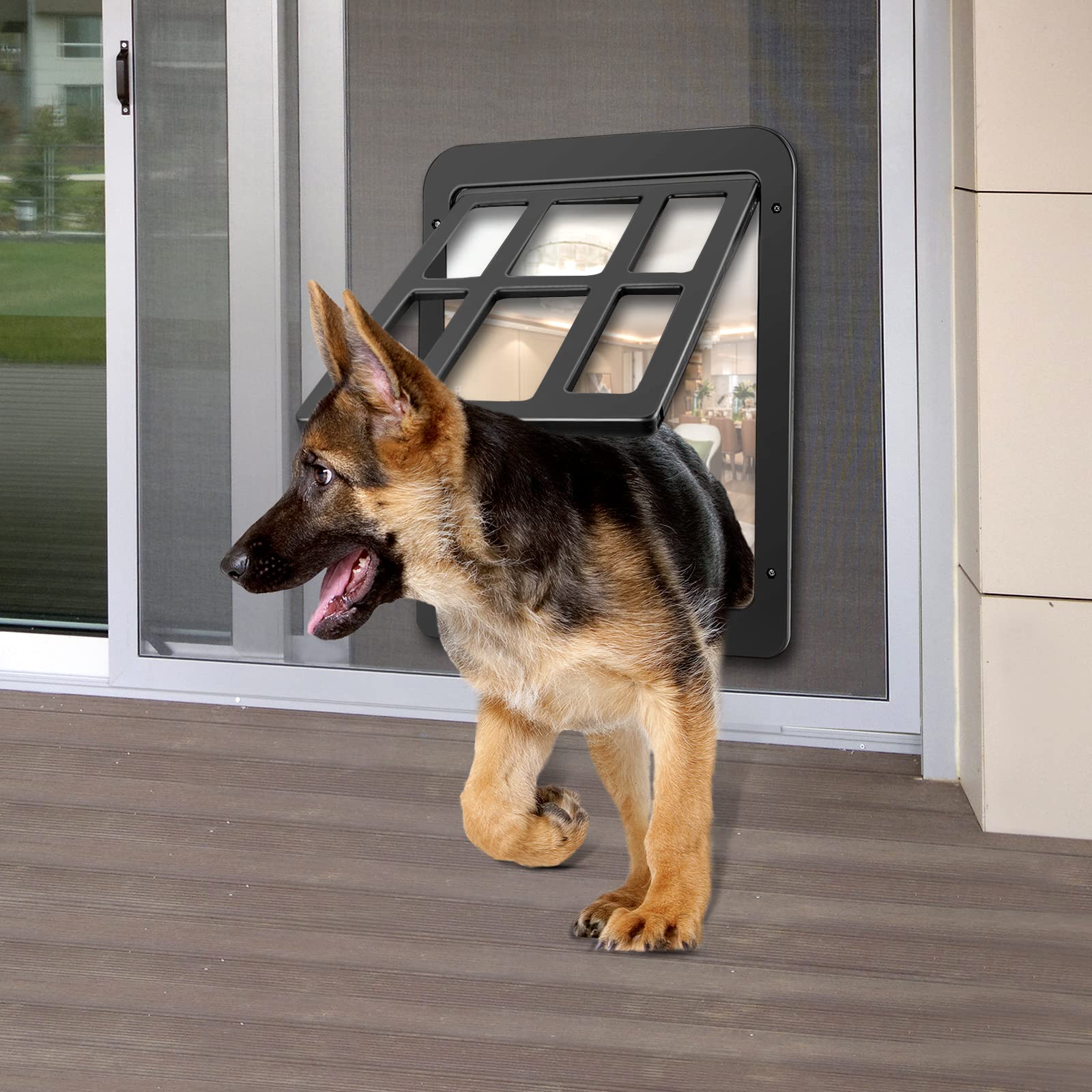 Ownpets dog screen door installation step image highlights DIY setup for quick pet access.