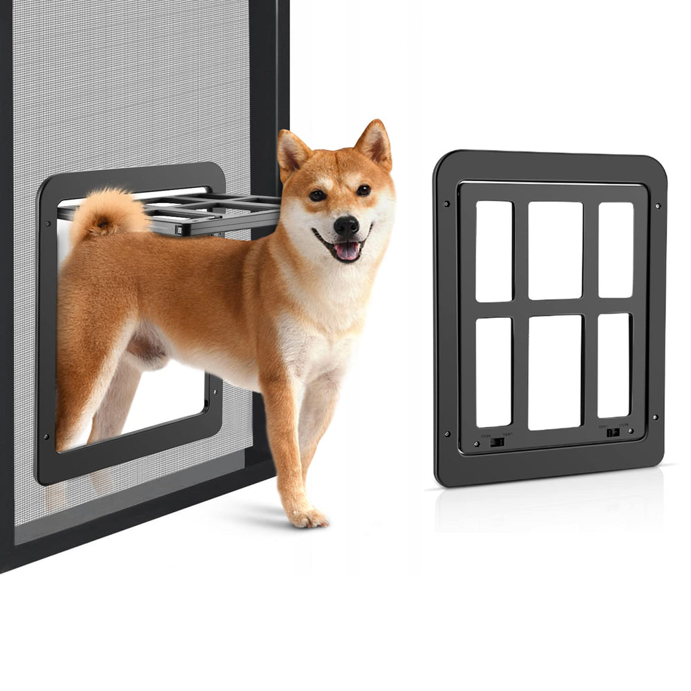 Ownpets dog screen door magnetic closure close-up shows effortless hands-free entry for pets.