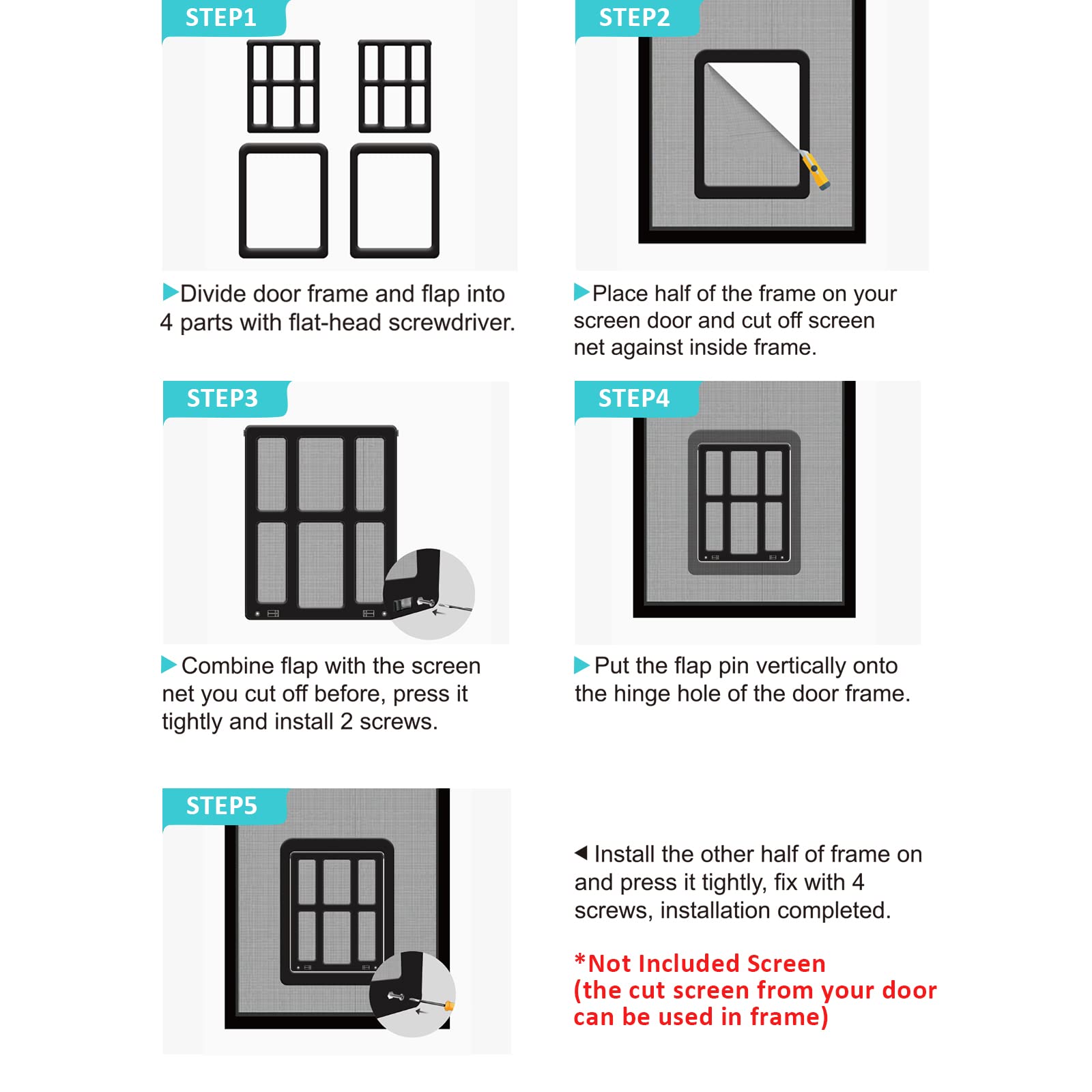 Ownpets dog screen door night-use demonstrates secure locking when you're away.
