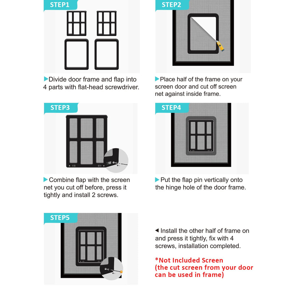 Ownpets dog screen door night-use demonstrates secure locking when you're away.