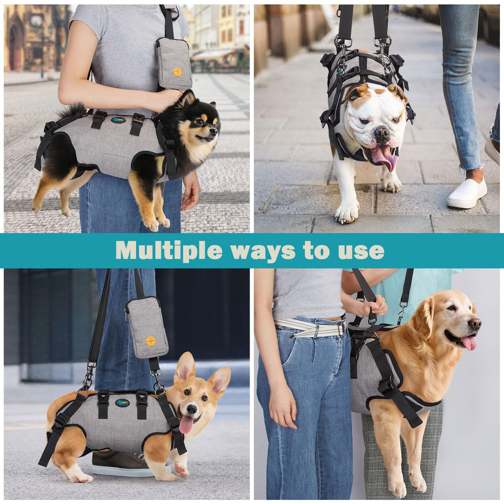 Ownpets Dog Sling Harness shoulder carry offers versatile support during outdoor walks.