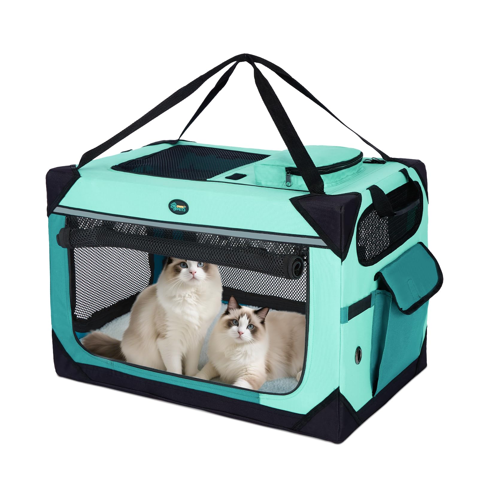 Ownpets extra-large cat carrier 24in dimensions for comfortable two-cat trips.